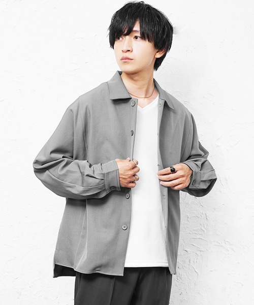 MinoriTY】とろみ素材ドルマンシルエットビッグシャツジャケット