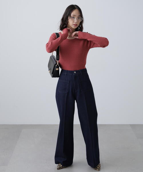 FREE'S MART（フリーズマート）の「◆〈洗える〉マシンウォッシャブルケーブルニット（ニット/セーター・レディース・グレー/ホワイト/ピンク/ネイビー・FREE）」の8枚目の写真