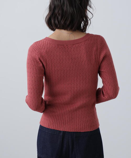 FREE'S MART（フリーズマート）の「◆〈洗える〉マシンウォッシャブルケーブルニット（ニット/セーター・レディース・グレー/ホワイト/ピンク/ネイビー・FREE）」の12枚目の写真