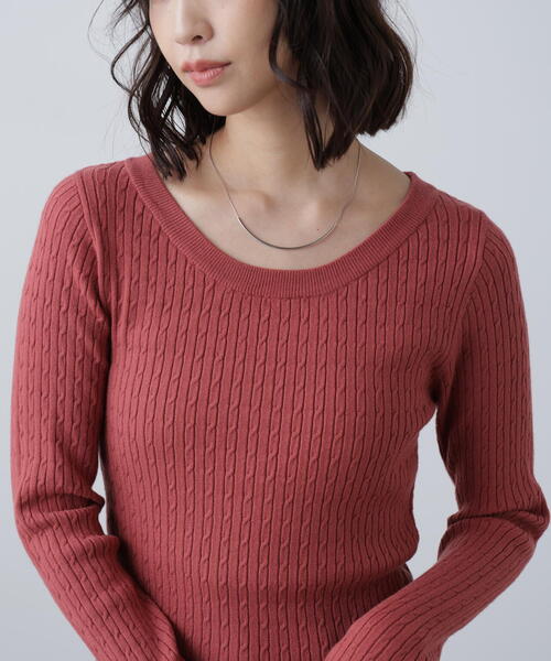 FREE'S MART（フリーズマート）の「◆〈洗える〉マシンウォッシャブルケーブルニット（ニット/セーター・レディース・グレー/ホワイト/ピンク/ネイビー・FREE）」の13枚目の写真