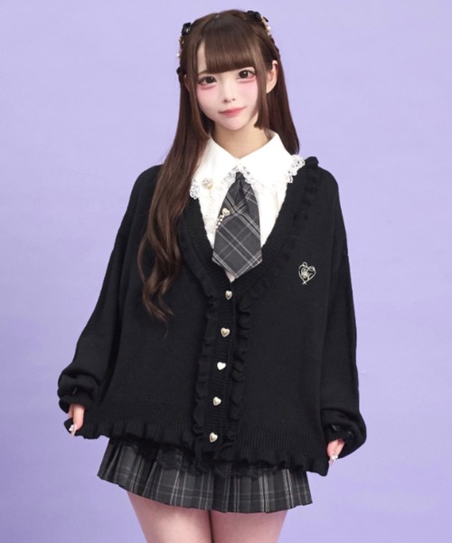 Secret Honey（シークレットハニー）の「ワンポイント刺繍Vカーディガン（ニット/セーター・レディース・ピンク/レッド/オフホワイト/ブラック・FREE）」の3枚目の写真