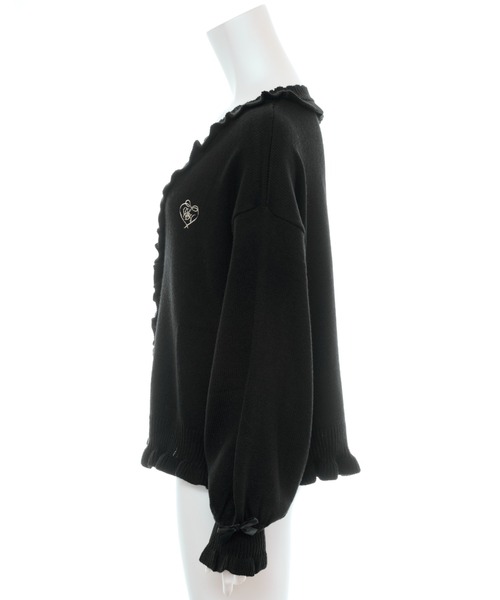 Secret Honey（シークレットハニー）の「ワンポイント刺繍Vカーディガン（ニット/セーター・レディース・ピンク/レッド/オフホワイト/ブラック・FREE）」の5枚目の写真