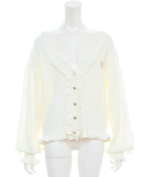 Secret Honey（シークレットハニー）の「ワンポイント刺繍Vカーディガン（ニット/セーター・レディース・ピンク/レッド/オフホワイト/ブラック・FREE）」の14枚目の写真