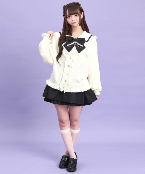 Secret Honey（シークレットハニー）の「ワンポイント刺繍Vカーディガン（ニット/セーター・レディース・ピンク/レッド/オフホワイト/ブラック・FREE）」の7枚目の写真