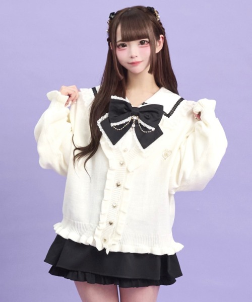 Secret Honey（シークレットハニー）の「ワンポイント刺繍Vカーディガン（ニット/セーター・レディース・ピンク/レッド/オフホワイト/ブラック・FREE）」の8枚目の写真