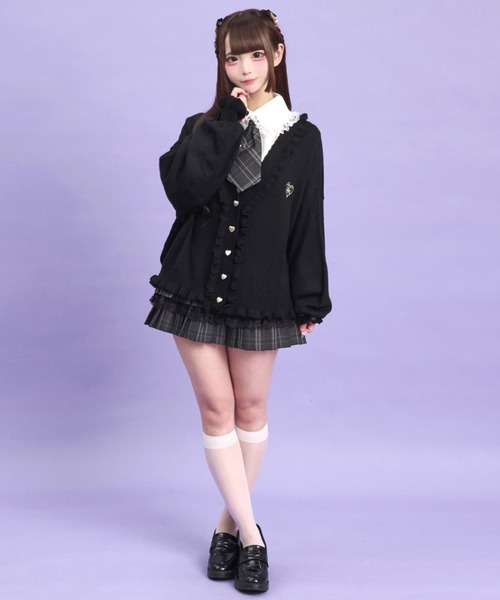 Secret Honey（シークレットハニー）の「ワンポイント刺繍Vカーディガン（ニット/セーター・レディース・ピンク/レッド/オフホワイト/ブラック・FREE）」の12枚目の写真