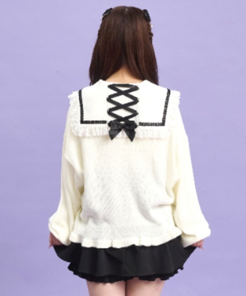 Secret Honey（シークレットハニー）の「ワンポイント刺繍Vカーディガン（ニット/セーター・レディース・ピンク/レッド/オフホワイト/ブラック・FREE）」の9枚目の写真