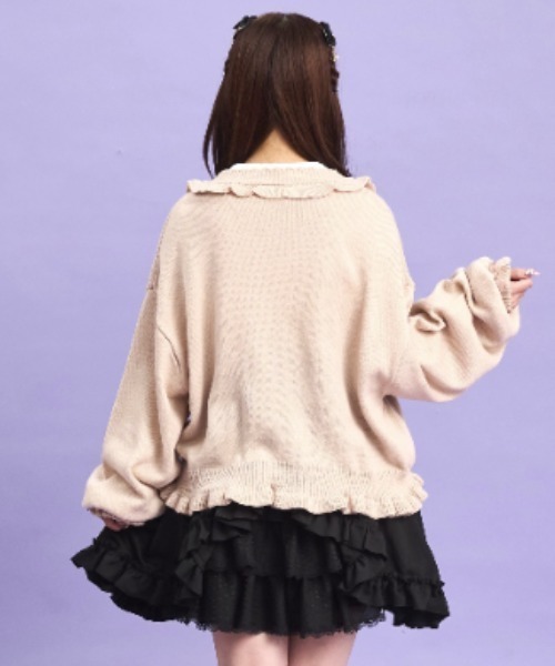 Secret Honey（シークレットハニー）の「ワンポイント刺繍Vカーディガン（ニット/セーター・レディース・ピンク/レッド/オフホワイト/ブラック・FREE）」の11枚目の写真