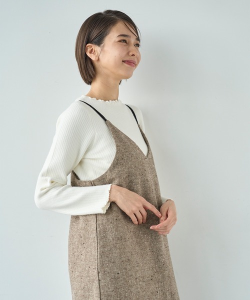 mil(ミル)の「ウールライクツイード バックリボン キャミワンピース【585104】(ワンピース・レディース・モカ/ライトグレー・FREE/XS/S)」の12枚目の写真
