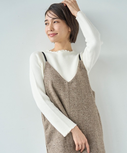 mil(ミル)の「ウールライクツイード バックリボン キャミワンピース【585104】(ワンピース・レディース・モカ/ライトグレー・FREE/XS/S)」の13枚目の写真