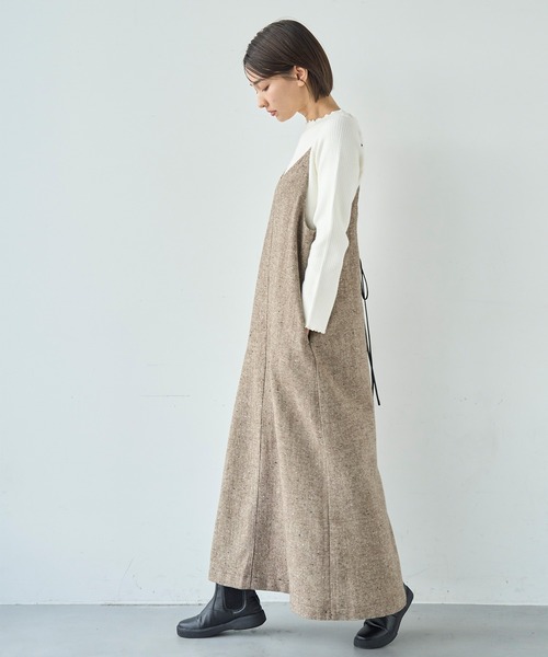 mil(ミル)の「ウールライクツイード バックリボン キャミワンピース【585104】(ワンピース・レディース・モカ/ライトグレー・FREE/XS/S)」の10枚目の写真