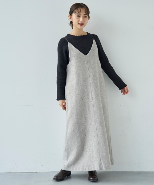 mil(ミル)の「ウールライクツイード バックリボン キャミワンピース【585104】(ワンピース・レディース・モカ/ライトグレー・FREE/XS/S)」の15枚目の写真