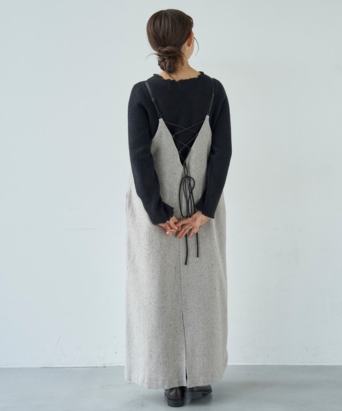 mil(ミル)の「ウールライクツイード バックリボン キャミワンピース【585104】(ワンピース・レディース・モカ/ライトグレー・FREE/XS/S)」の17枚目の写真