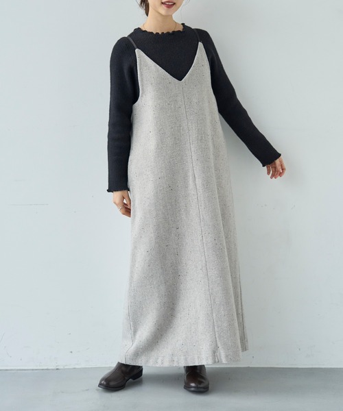 mil(ミル)の「ウールライクツイード バックリボン キャミワンピース【585104】(ワンピース・レディース・モカ/ライトグレー・FREE/XS/S)」の19枚目の写真