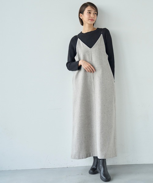 mil(ミル)の「ウールライクツイード バックリボン キャミワンピース【585104】(ワンピース・レディース・モカ/ライトグレー・FREE/XS/S)」の21枚目の写真