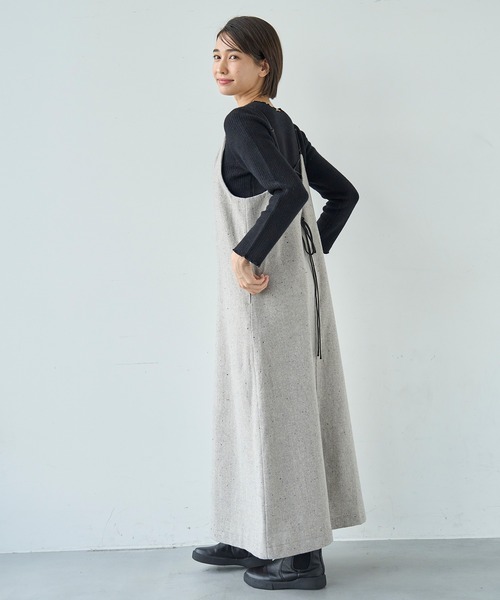 mil(ミル)の「ウールライクツイード バックリボン キャミワンピース【585104】(ワンピース・レディース・モカ/ライトグレー・FREE/XS/S)」の22枚目の写真