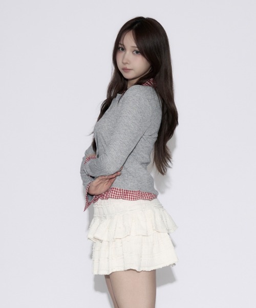 tinkerend(ティンカーエンド)の「Gingham Check Rib Cardigan / ギンガムチェックリブカーディガン(シャツ/ブラウス・レディース・ネイビー/グレー・FREE)」の18枚目の写真