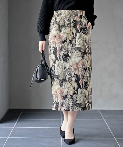 rps（アールピーエス）の「ゴブランタイトスカート（スカート・レディース・ブラック/ブラウン/アイボリー/ブラック系その他2・フリー）」の2枚目の写真