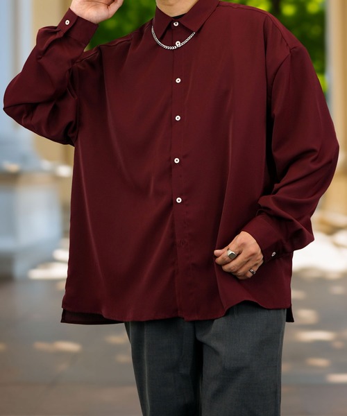 Burner(バーナー)の「【GROOVY STORE】バルーン袖ルーズレギュラーカラーシャツ(シャツ/ブラウス・メンズ・ブラック/オフホワイト/スミクロ/ダークブラウン系/バーガンディー・M/L)」の5枚目の写真