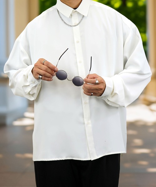 Burner(バーナー)の「【GROOVY STORE】バルーン袖ルーズレギュラーカラーシャツ(シャツ/ブラウス・メンズ・ブラック/オフホワイト/スミクロ/ダークブラウン系/バーガンディー・M/L)」の2枚目の写真