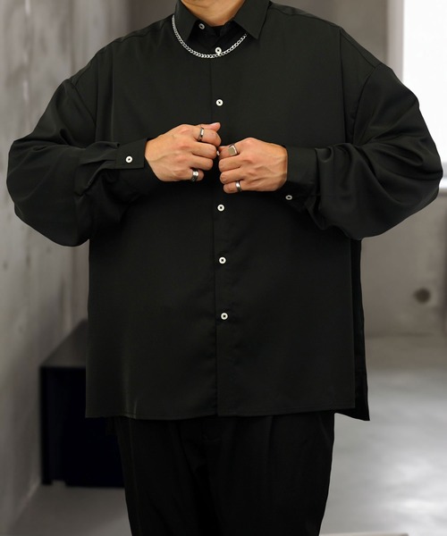 Burner(バーナー)の「【GROOVY STORE】バルーン袖ルーズレギュラーカラーシャツ(シャツ/ブラウス・メンズ・ブラック/オフホワイト/スミクロ/ダークブラウン系/バーガンディー・M/L)」の3枚目の写真