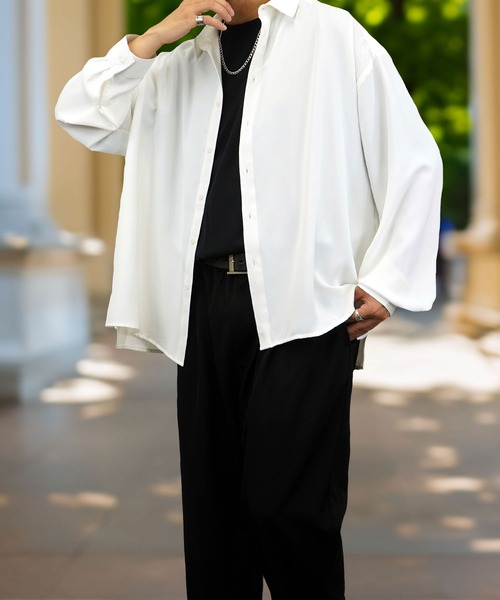 Burner(バーナー)の「【GROOVY STORE】バルーン袖ルーズレギュラーカラーシャツ(シャツ/ブラウス・メンズ・ブラック/オフホワイト/スミクロ/ダークブラウン系/バーガンディー・M/L)」の7枚目の写真