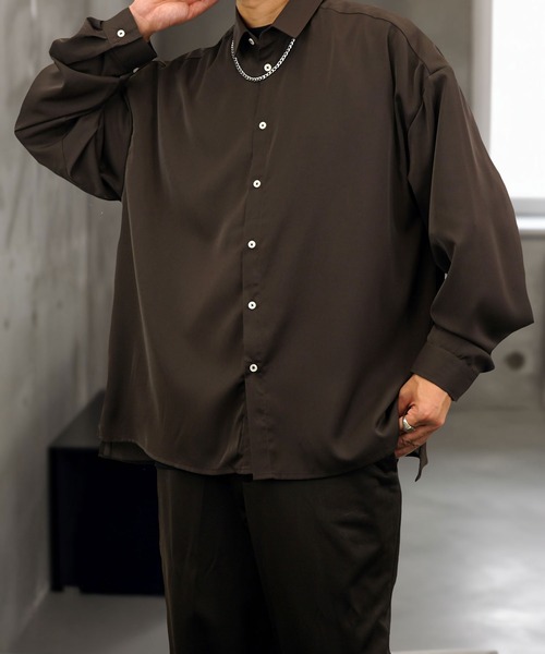 Burner(バーナー)の「【GROOVY STORE】バルーン袖ルーズレギュラーカラーシャツ(シャツ/ブラウス・メンズ・ブラック/オフホワイト/スミクロ/ダークブラウン系/バーガンディー・M/L)」の22枚目の写真