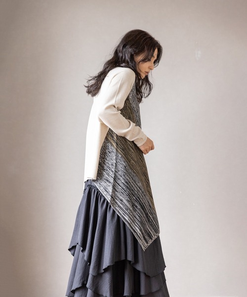 OSMOSIS（オズモーシス）の「アシンメトリーニットプルオーバー（ニット/セーター・レディース・ピンク/ブラック系その他/ブラック/アイボリー・ONE SIZE）」の6枚目の写真