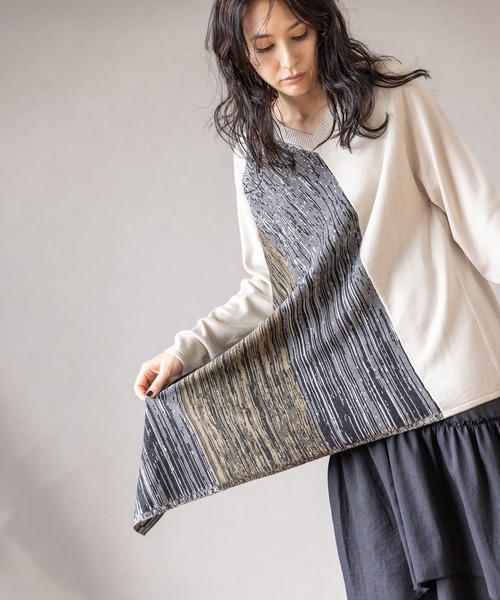 OSMOSIS（オズモーシス）の「アシンメトリーニットプルオーバー（ニット/セーター・レディース・ピンク/ブラック系その他/ブラック/アイボリー・ONE SIZE）」の7枚目の写真