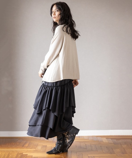 OSMOSIS（オズモーシス）の「アシンメトリーニットプルオーバー（ニット/セーター・レディース・ピンク/ブラック系その他/ブラック/アイボリー・ONE SIZE）」の12枚目の写真