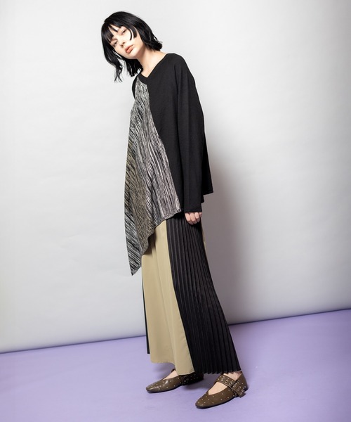 OSMOSIS（オズモーシス）の「アシンメトリーニットプルオーバー（ニット/セーター・レディース・ピンク/ブラック系その他/ブラック/アイボリー・ONE SIZE）」の9枚目の写真