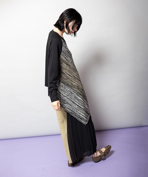 OSMOSIS（オズモーシス）の「アシンメトリーニットプルオーバー（ニット/セーター・レディース・ピンク/ブラック系その他/ブラック/アイボリー・ONE SIZE）」の13枚目の写真