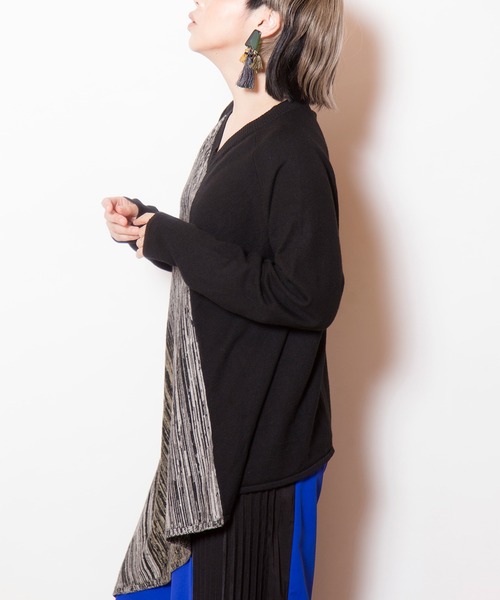 OSMOSIS（オズモーシス）の「アシンメトリーニットプルオーバー（ニット/セーター・レディース・ピンク/ブラック系その他/ブラック/アイボリー・ONE SIZE）」の19枚目の写真