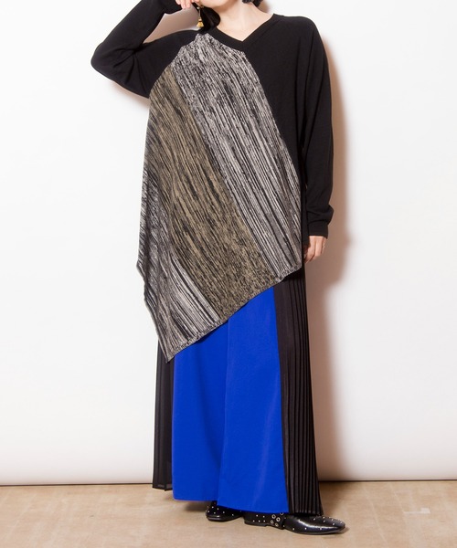 OSMOSIS（オズモーシス）の「アシンメトリーニットプルオーバー（ニット/セーター・レディース・ピンク/ブラック系その他/ブラック/アイボリー・ONE SIZE）」の21枚目の写真