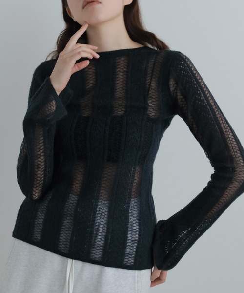 anuke（アンヌーク）の「Sheer Ribbon Knit（ニット/セーター）」 - WEAR
