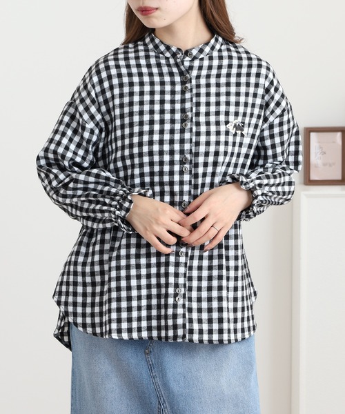Quelle Chance(ケルシャンス)の「多釦袖ギャザーブラウス(シャツ/ブラウス・レディース・ブラック系その他/オフホワイト/ブラック×ホワイト・M/L)」の14枚目の写真