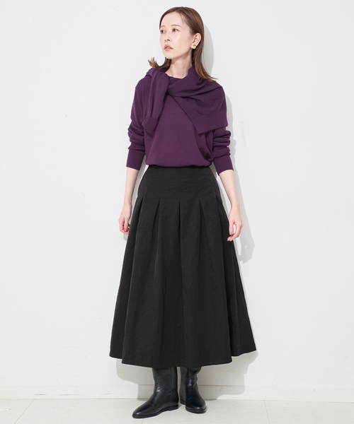 SLOBE IENA（スローブイエナ）の「《3サイズ展開》タフタタックフレアスカート（スカート・レディース・ベージュ/ブラック・38/36/34）」の9枚目の写真