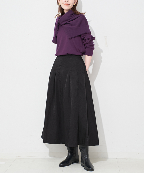 セール】《3サイズ展開》タフタタックフレアスカート（スカート