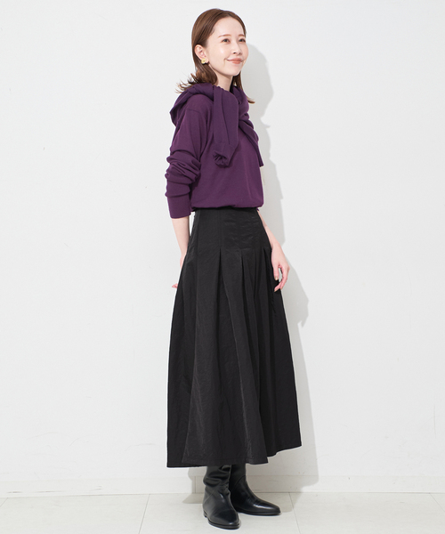 セール】《3サイズ展開》タフタタックフレアスカート（スカート