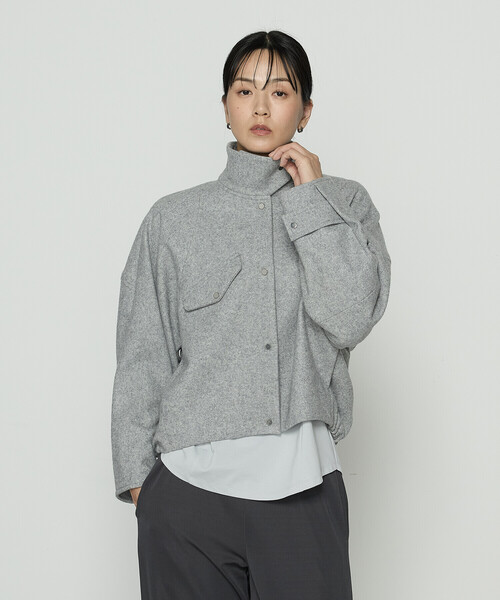 Gabardine K.T（ギャバジンケーティー）の「やわらかメルトン スタンドカラーブルゾン（ブルゾン・レディース・ブラック/グレー/ライトベージュ・9号）」の8枚目の写真