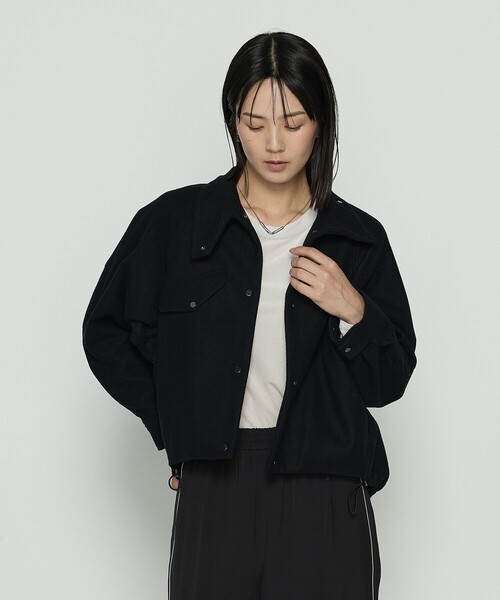 Gabardine K.T（ギャバジンケーティー）の「やわらかメルトン スタンドカラーブルゾン（ブルゾン・レディース・ブラック/グレー/ライトベージュ・9号）」の6枚目の写真