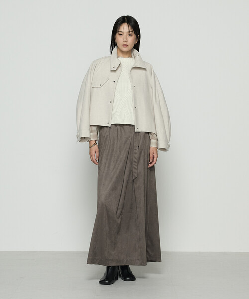 Gabardine K.T（ギャバジンケーティー）の「やわらかメルトン スタンドカラーブルゾン（ブルゾン・レディース・ブラック/グレー/ライトベージュ・9号）」の4枚目の写真