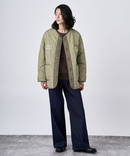 B.C STOCK（ベーセーストック）の「HYO-HYO リップストップナイロン キルティングブルゾン（ミリタリージャケット・メンズ・カーキ/アイボリー/ブラック/ブラウン・FREE）」の20枚目の写真