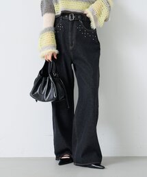 kastane カスタネ　レディースデニムパンツ　ブラック Lサイズ Kastane ジーンズ デニム デニムパンツ 「新色追加/低身長サイズ