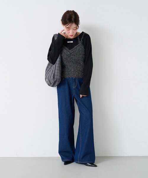 kastane カスタネ　レディースデニムパンツ　ブラック Lサイズ Kastane ジーンズ デニム デニムパンツ 「新色追加/低身長サイズ/2