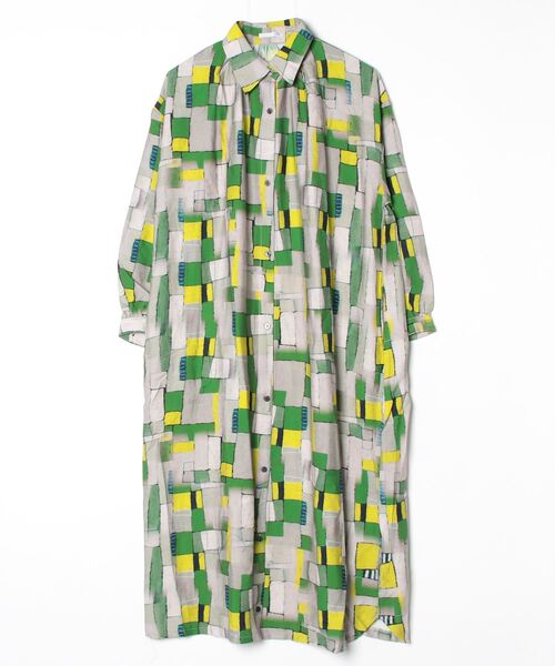 sandy（サンディー）の「モザイクプリントレギュラーカラーOP（ワンピース・レディース・その他/その他1/ネイビー/グリーン・FREE）」の4枚目の写真