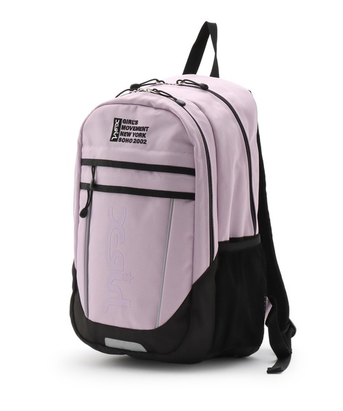 X-girl Stages（エックスガールステージス）の「ロゴ& リフレクターパイピングバックパック（バックパック/リュック・キッズ・ラベンダー/ブラック/ライトブルー・F）」の3枚目の写真