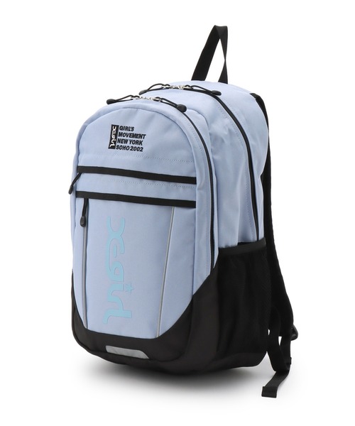 X-girl Stages（エックスガールステージス）の「ロゴ& リフレクターパイピングバックパック（バックパック/リュック・キッズ・ラベンダー/ブラック/ライトブルー・F）」の2枚目の写真