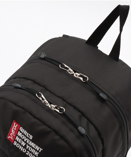 X-girl Stages（エックスガールステージス）の「ロゴ& リフレクターパイピングバックパック（バックパック/リュック・キッズ・ラベンダー/ブラック/ライトブルー・F）」の5枚目の写真