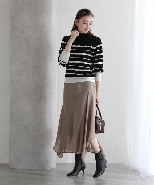 La TOTALITE（ラトータリテ）の「【洗える】ウォッシャブルウールフレンチボーダーニット（ニット/セーター・レディース・チャコールグレー/ブラック・FREE）」の10枚目の写真